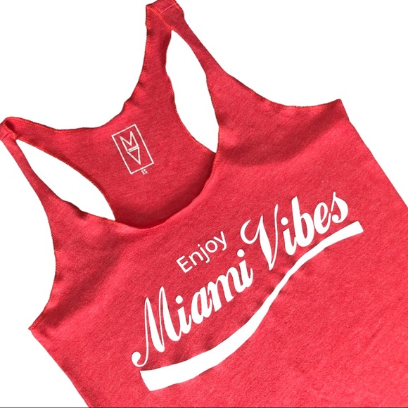Red ‘Enjoy Miami Vibes’ Racer Back Shirt - Picture 5 of 5